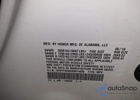 2019 Honda Pilot Elite from USA, damaged, VIN 5FNYF6H0XKB014680